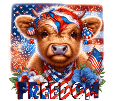 Freedom Baby Girl Cow DTF (direct-to-film) Transfer