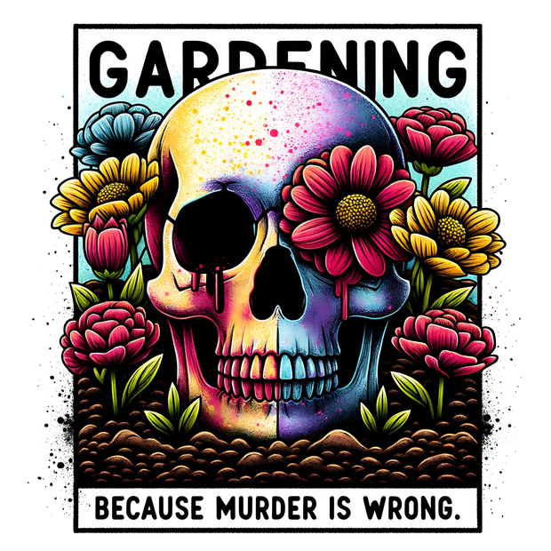 GARDENING BECUASE MURDER IS WRONG RECTANGLE DESIGN DTF (direct-to-film) Transfer