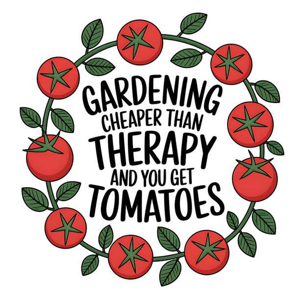 GARDENING CHEAPER THAN THERAPY AND GET YOU TOMATOES DTF (direct-to-film) Transfer