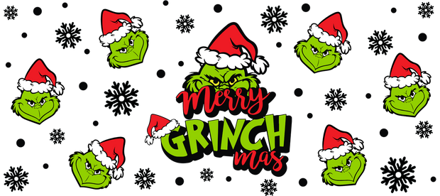 G Man Faces Merry Grinchmas 16oz UV DTF Libby Cup Wrap