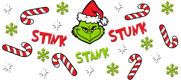 G Man Stink Stank Stunk & Candy Canes 16oz UV DTF Libby Cup Wrap