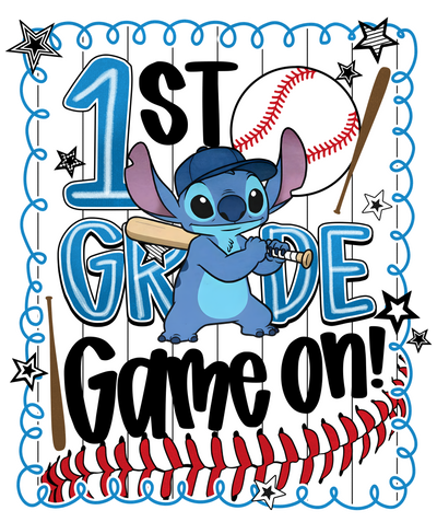 Game on Stitch Baseball DTF (direct-to-film) Transfer