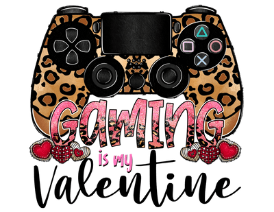 Gaming Is My Valentine With Animal Print Controller DTF (direct-to-film) Transfer