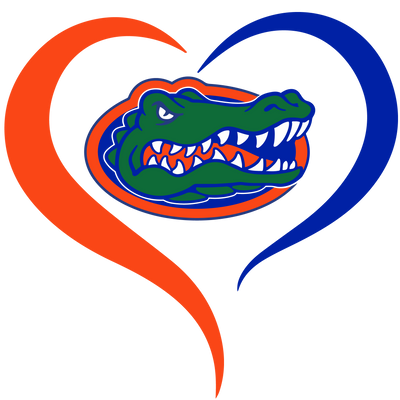 Gator in Orange & Blue Heart DTF (direct-to-film) Transfer