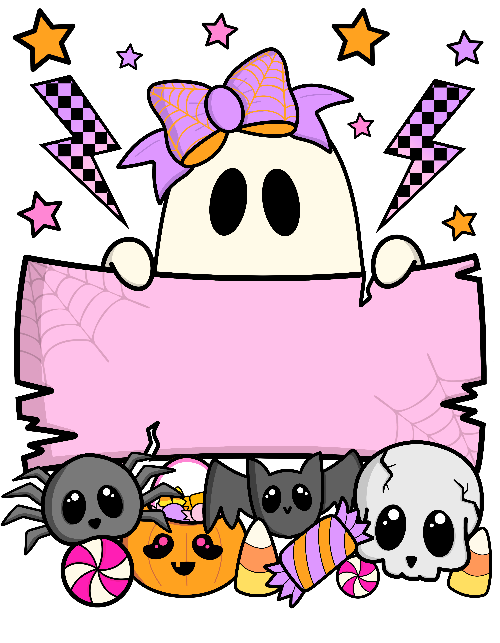 Ghost With Purple Bow Halloween DTF (direct-to-film) Transfer