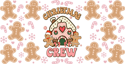 Gingerbread Christmas Crew Cookie 16oz UV DTF Libby Cup Wrap