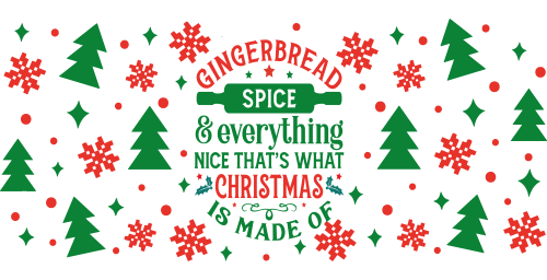 Gingerbread spice -Christmas Tree 16oz UV DTF Libby Cup Wrap