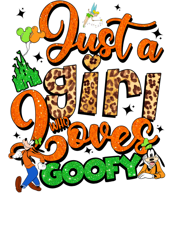 Girl Who Loves Goofy in Green DTF (direct-to-film) Transfer