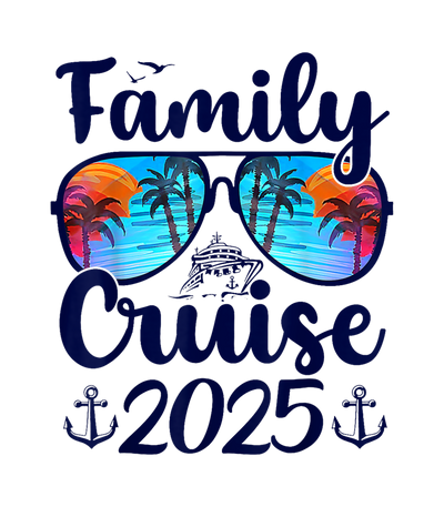 Glasses with Palm Trees Family Cruise DTF (direct-to-film) Transfer