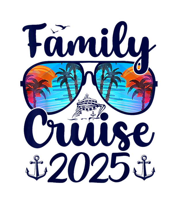 Glasses with Palm Trees Family Cruise DTF (direct-to-film) Transfer
