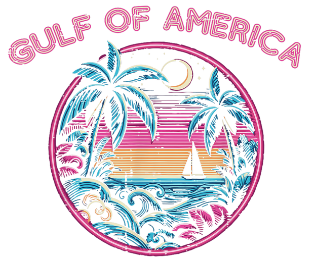Globe of Pink Gulf of America DTF (direct-to-film) Transfer