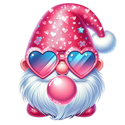 Gnome in Pink Blowing Bubble DTF (direct-to-film) Transfer
