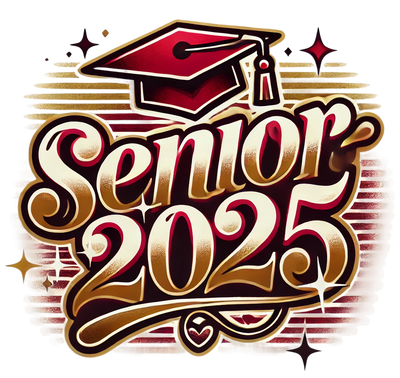 Gold Senior 2025 Airbrushed Maroon Cap DTF (direct-to-film) Transfer