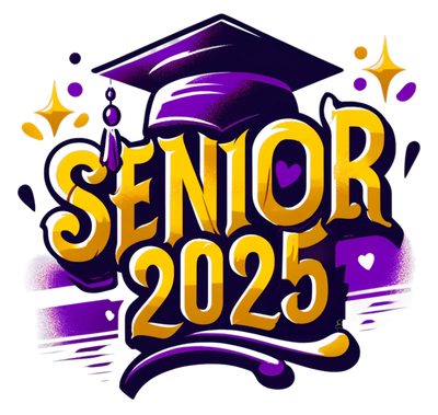 Gold Stars Senior 2025 Airbrushed Purple and Gold DTF (direct-to-film) Transfer