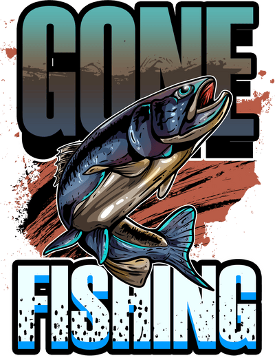 Gone Fishing Fish Image DTF (direct-to-film) Transfer