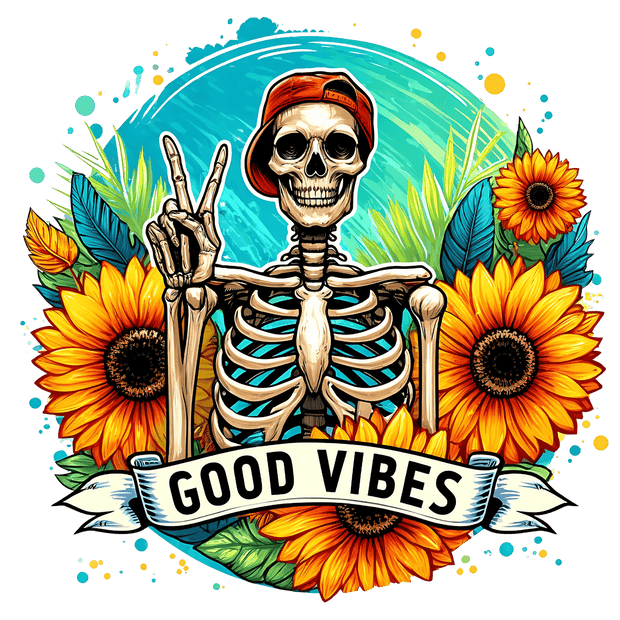 Good Vibes Hat Backwards & Peace Sign DTF (direct-to-film) Transfer