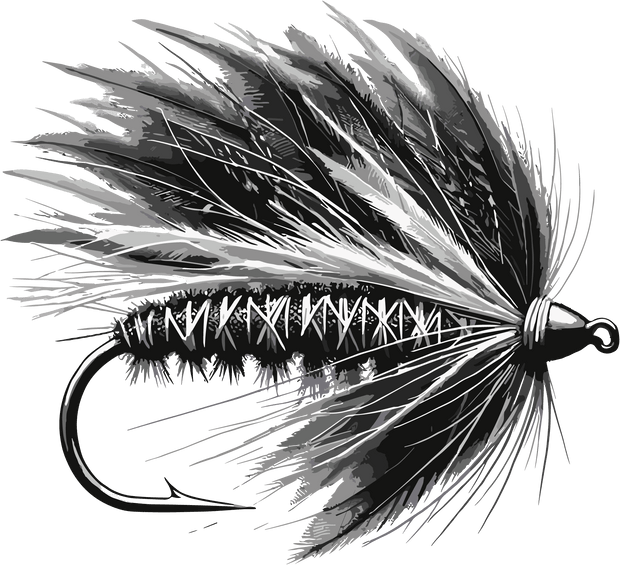 Gray & Black Fly Fishing Lure DTF (direct-to-film) Transfer