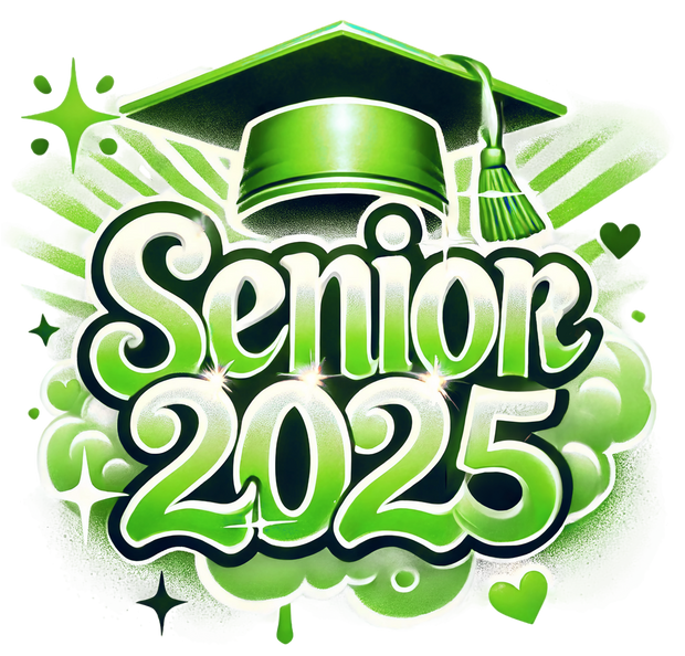 Green Bubbles Senior 2025 Airbrushed DTF (direct-to-film) Transfer