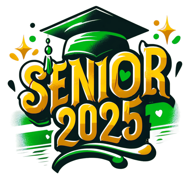 Green Cap Senior 2025 Airbrushed Green and Gold DTF (direct-to-film) Transfer