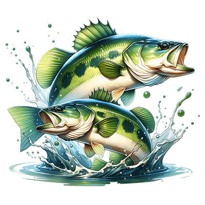 Green Colored Fish in Water DTF (direct-to-film) Transfer