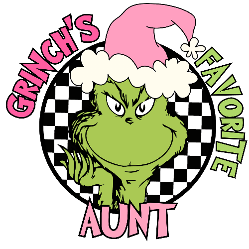Grinches Favorite Aunt Pink Christmas DTF (direct-to-film) Transfer