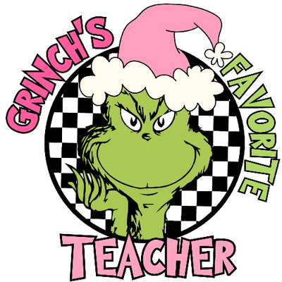 Grinches Favorite Teacher Pink Christmas DTF (direct-to-film) Transfer