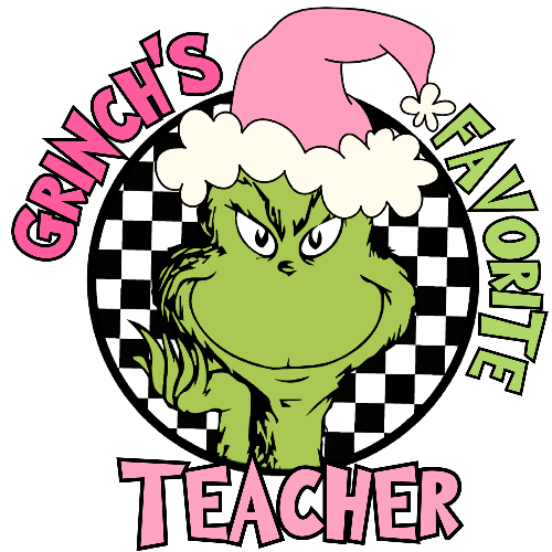 Grinches Favorite Teacher Pink Christmas DTF (direct-to-film) Transfer