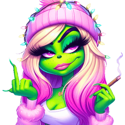 Grinchy Girl With Middle FInger Christmas DTF (direct-to-film) Transfer