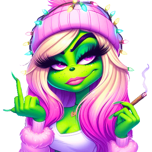 Grinchy Girl With Middle FInger Christmas DTF (direct-to-film) Transfer