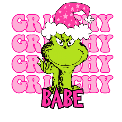 Grinchy Grinchy Grinchy Babe Pink Christmas DTF (direct-to-film) Transfer