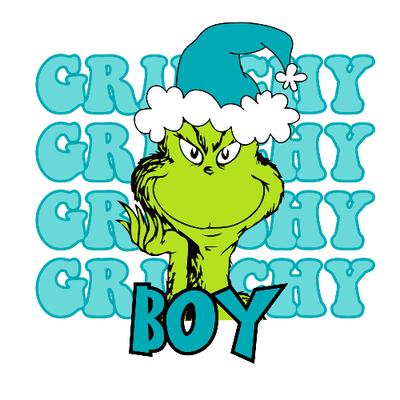 Grinchy Grinchy Grinchy Boy Blue Christmas DTF (direct-to-film) Transfer
