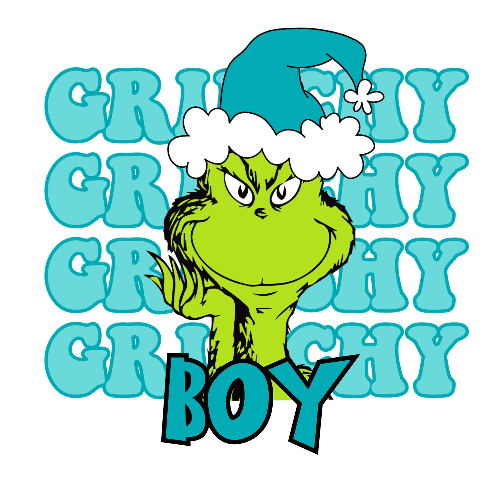 Grinchy Grinchy Grinchy Boy Blue Christmas DTF (direct-to-film) Transfer