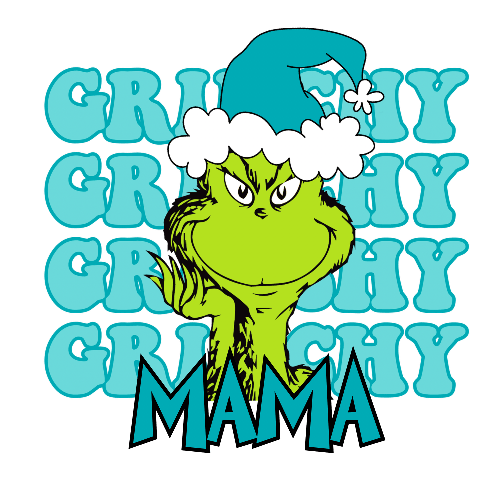 Grinchy Grinchy Grinchy Miama Blue Christmas DTF (direct-to-film) Transfer