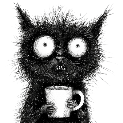 Grumpy Coffee Cat (1) Halloween DTF (direct-to-film) Transfer