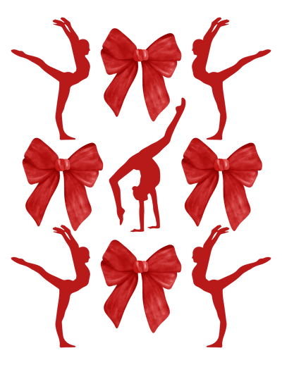 Gymnast And Bow Coquette In Red 6 DTF (direct-to-film) Transfer