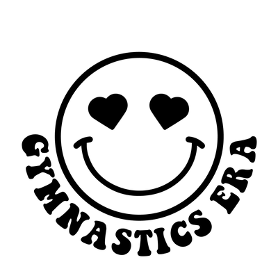 Gymnastics Era In Black With Smile Face 3 DTF (direct-to-film) Transfer