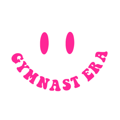 Gymnastics Era Smile Face In Pink Font 2 DTF (direct-to-film) Transfer