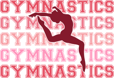 Gymnastics In Multi Color Pink Font With Pink Silhouette DTF (direct-to-film) Transfer