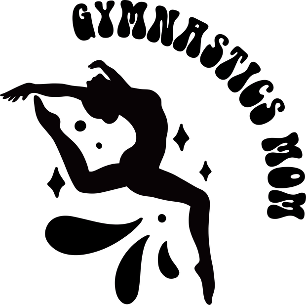 Gymnastics Mom In Bold  Black Font With Silhouette DTF (direct-to-film) Transfer
