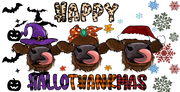 Hallothanksmas -Cow Happy Hallothanksmas 16oz UV DTF Libby Cup Wrap