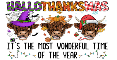 Hallothanksmas -Cow Happy Hallothanksmas(1) 16oz UV DTF Libby Cup Wrap