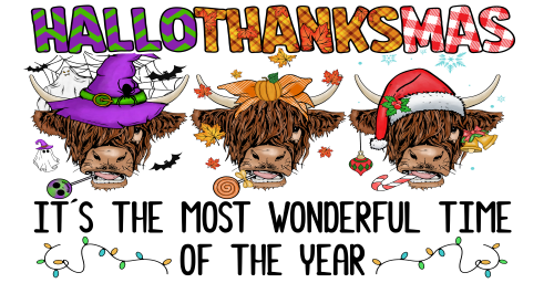 Hallothanksmas -Cow Happy Hallothanksmas(1) 16oz UV DTF Libby Cup Wrap