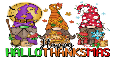 Hallothanksmas -Gnomes Happy Hallothanksmas 16oz UV DTF Libby Cup Wrap