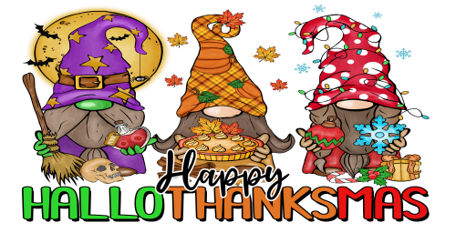 Hallothanksmas -Gnomes Happy Hallothanksmas 16oz UV DTF Libby Cup Wrap