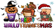 Hallothanksmas with Coffee Happy Hallothanksmas 16oz UV DTF Libby Cup Wrap