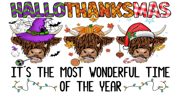 Hallothanksmas with Cows Happy Hallothanksmas 16oz UV DTF Libby Cup Wrap