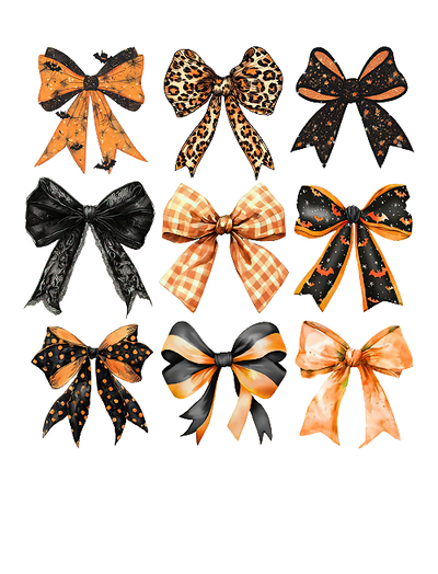 Halloween Coquette Bow Orange And Black DTF (direct-to-film) Transfer