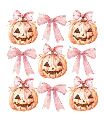 Halloween Coquette Pumpkin With Bow Pink 1 DTF (direct-to-film) Transfer