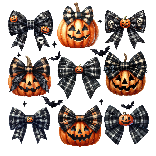 Halloween Coquette Pumpkin With Tie Bow DTF (direct-to-film) Transfer