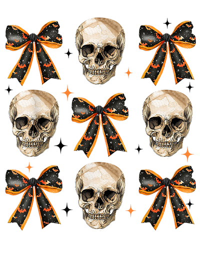 Halloween Coquette Skull With Black Bow DTF (direct-to-film) Transfer